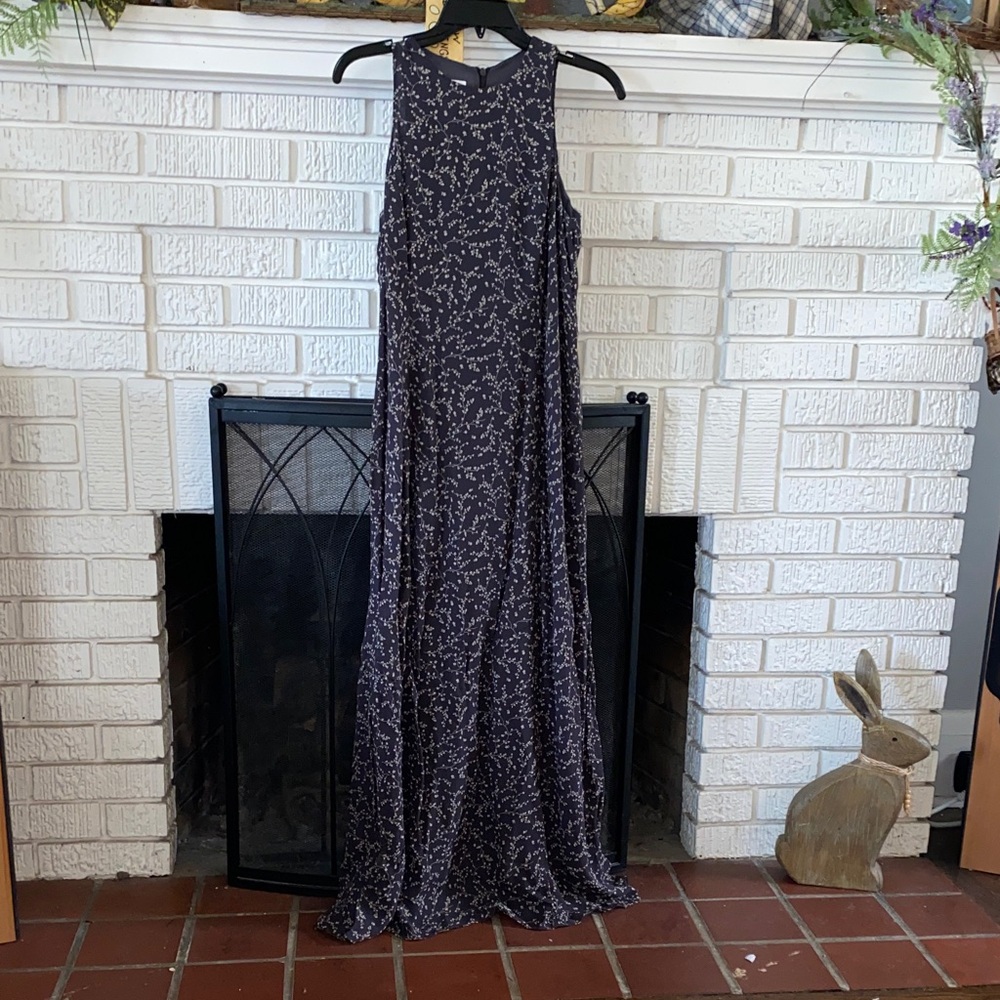 Jones New York Black Maxi Dress with Cream Floral Print